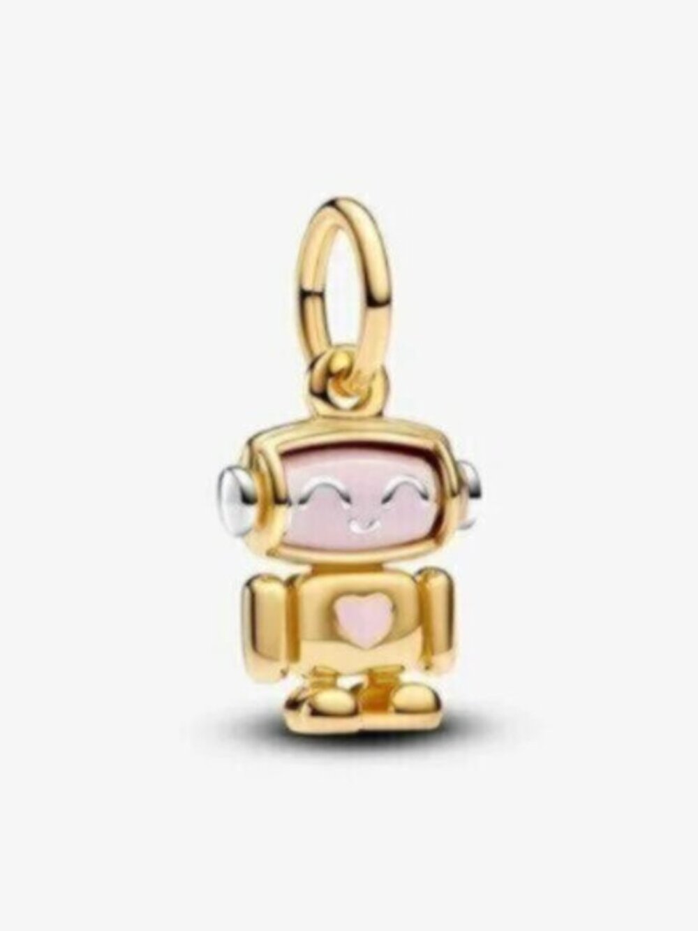 Pandora Gold Robot Charm with Pink Accents